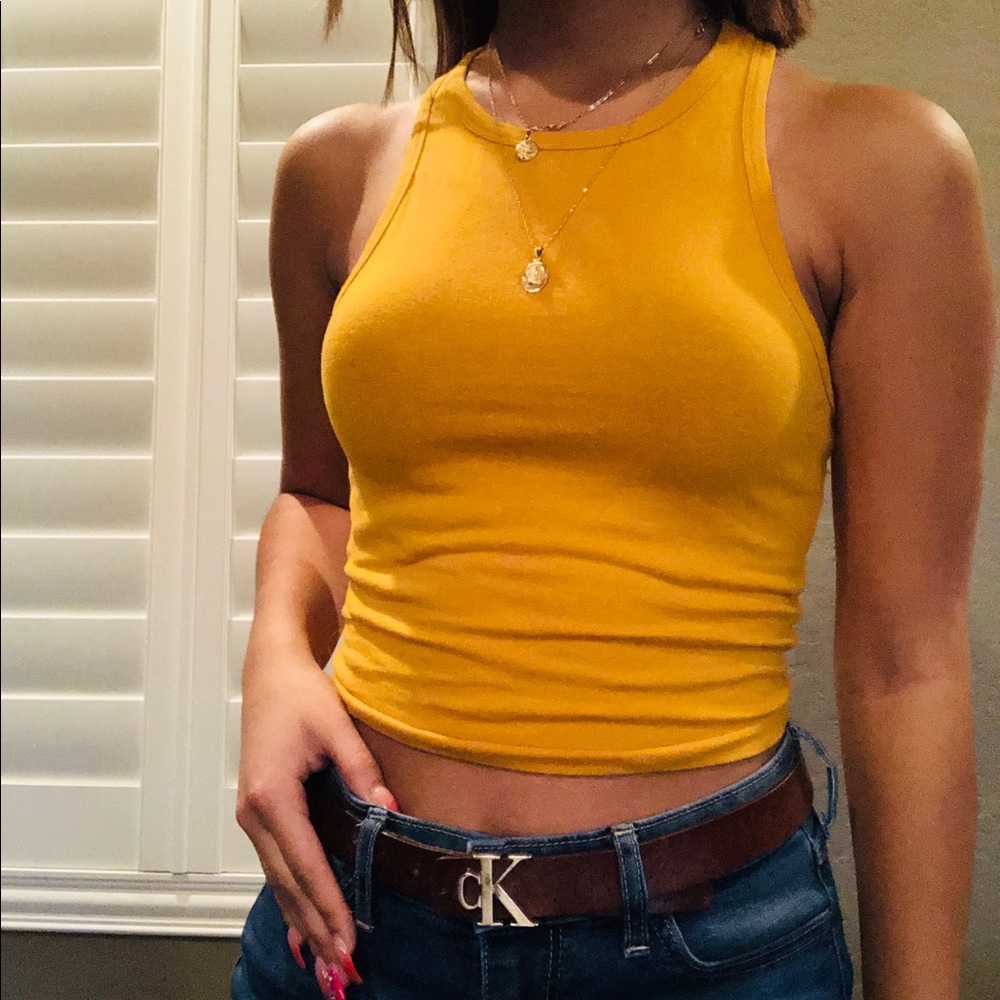 Yellow Cropped Tank Top